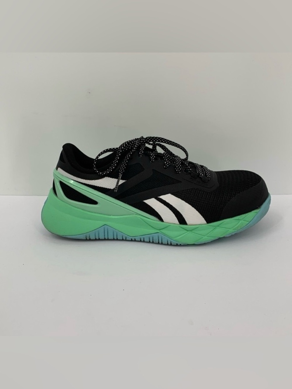 Reebok Nanoflex TR work sneaker black green composite safety toe women 6.5 WIDE
